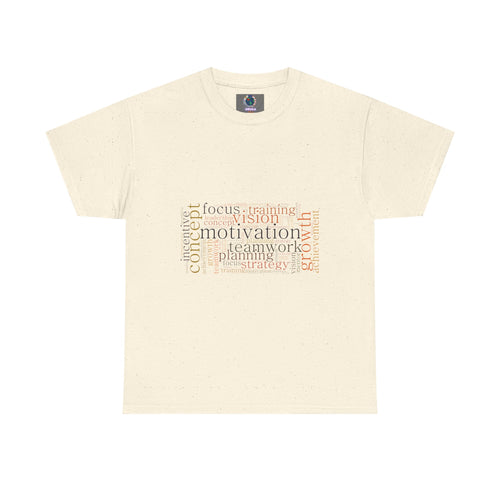 Natural color T-shirt with motivation word cloud design